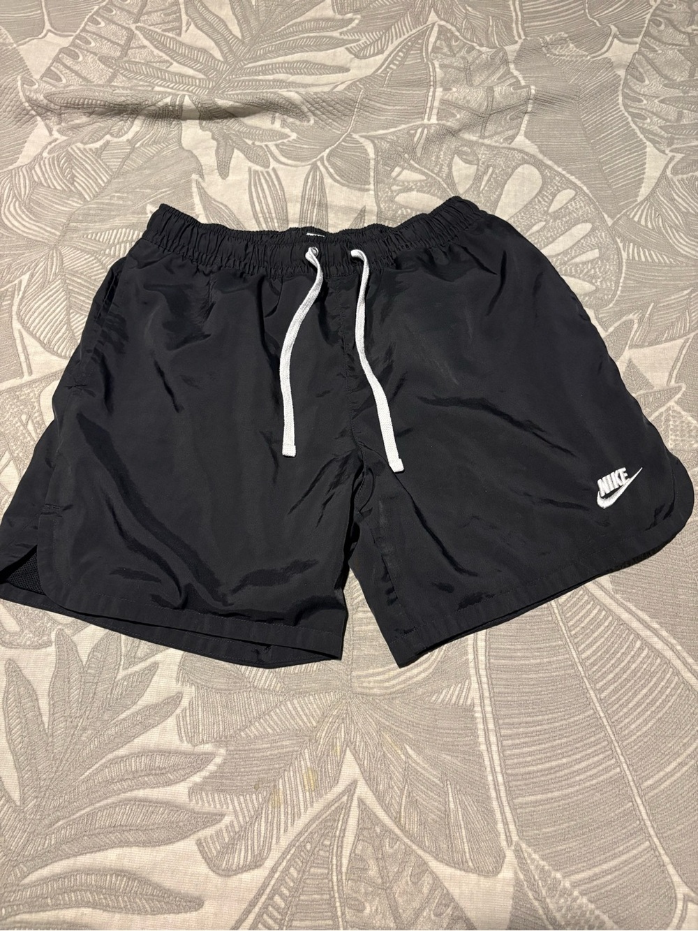 Nike Men's Black Athletic Shorts with White Drawstring